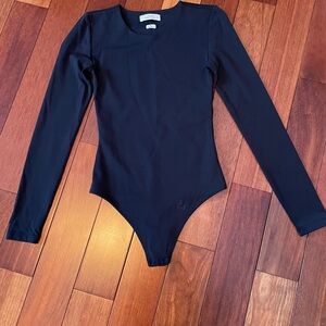 Babaton Black Crew Long Sleeve BodySuit